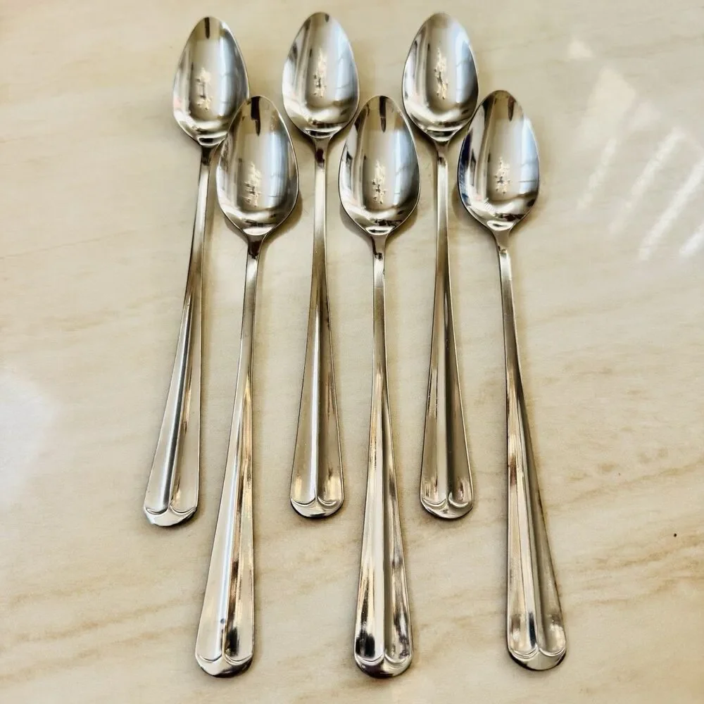6pc INTERNATIONAL Gran Royal Stainless Iced Tea Spoon 7 1/2” Glossy Replacement